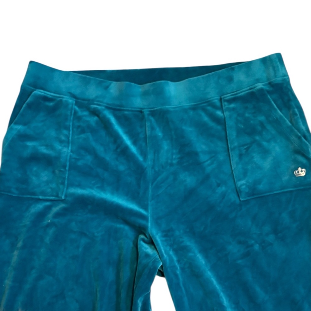 Juicy Couture Y2K Velour Track Pants Blue Turquoise XXL Lounge Cozy - Picture 5 of 7